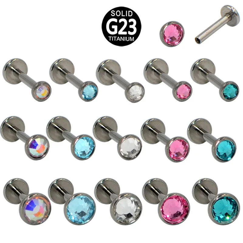 Puncture G23 Zircon Flat Bottom Diamond Five Color Internal Thread Steel Color Internal Teeth Ear/Cartilage/Lip Nail
