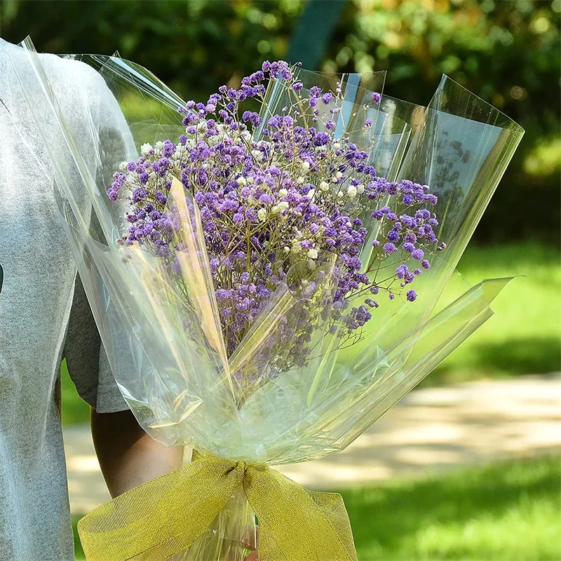Wholesale Transparent Bopp Film Roll LDPE Soft Clear Plastic Wrap for Flowers Gift Casting Processed Cellophane Wrapping Film