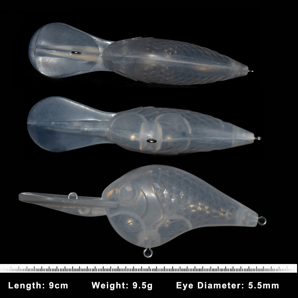 Recertop Factory Floating ABS Lure Body Blanks Crankbaits Squarebill  9CM 9.5G Unpainted Deep Diving Crankbaits Blank