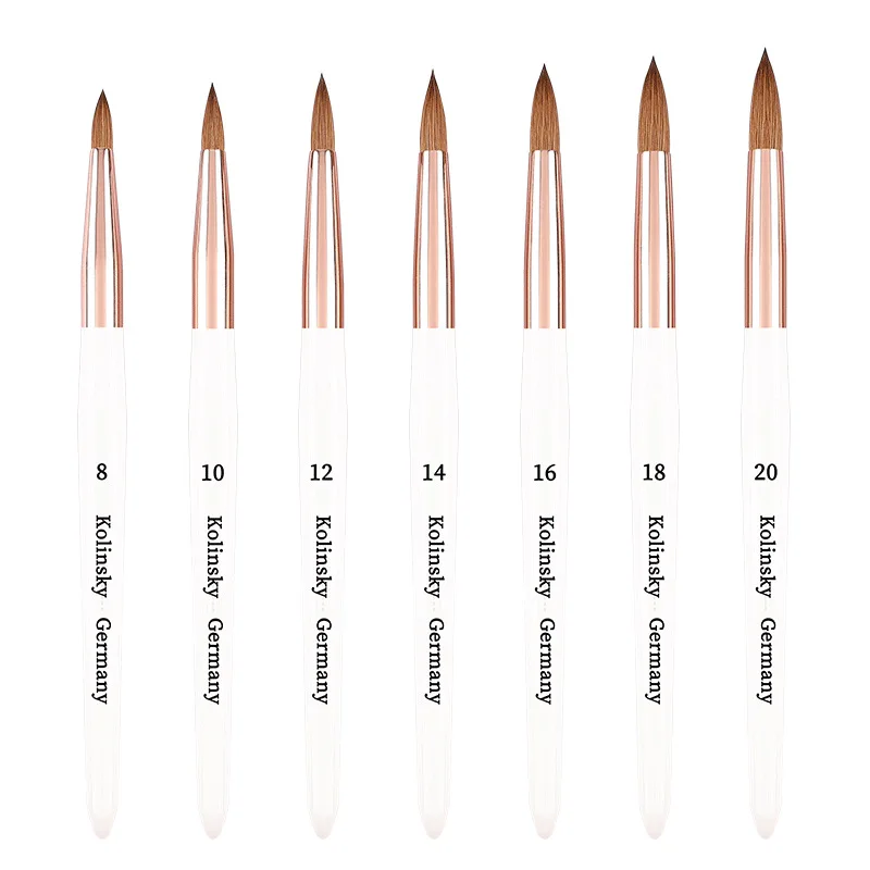 Professional Acrylic Nail Brushes Size 8/10/12/14/16/18 Kolinsky Nail Brush Custom Logo Acrylic Nails Extension Brush