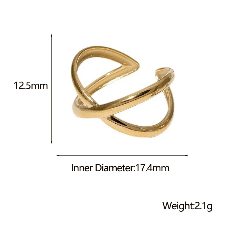 Trendy Design Cross Over Geometric 18k Gold Plated Silver Finger Ring for Women Men