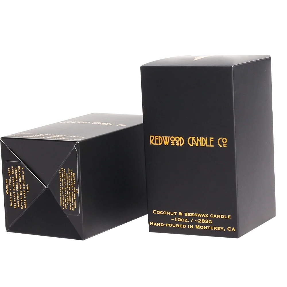 Luxury Custom Candle box Packaging Gold foil stamping and Spot UV printing Automatic bottom buckle Boxes with insert for Candle