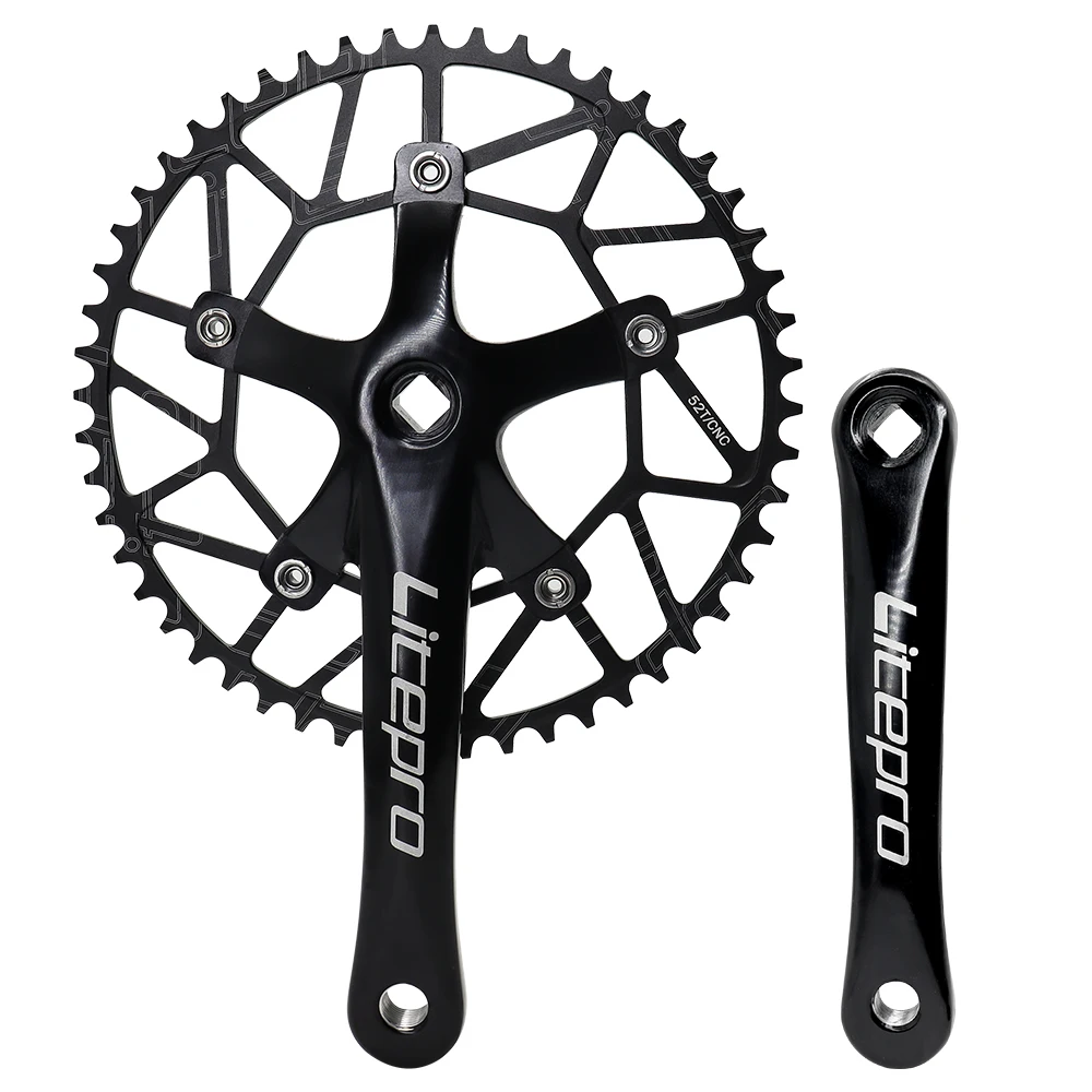 Litepro Bicycle Crankset Integrated Single Chainwheel Crank 48T 50T 52T 54T 56T 58T BCD 130mm Folding Bike Crank Bicycle Parts