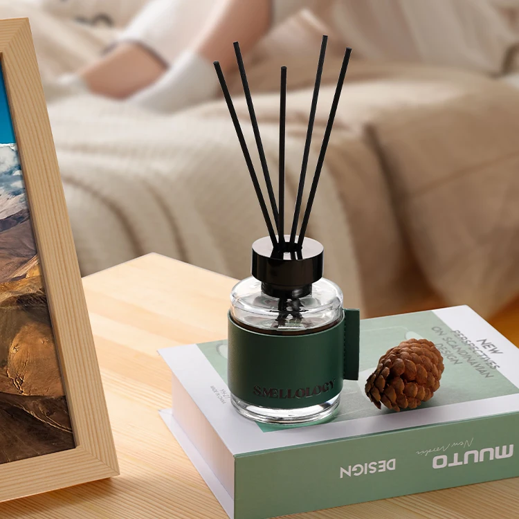 150ml Custom High Quality Home Fragrance Reed Diffuser With Leather packing