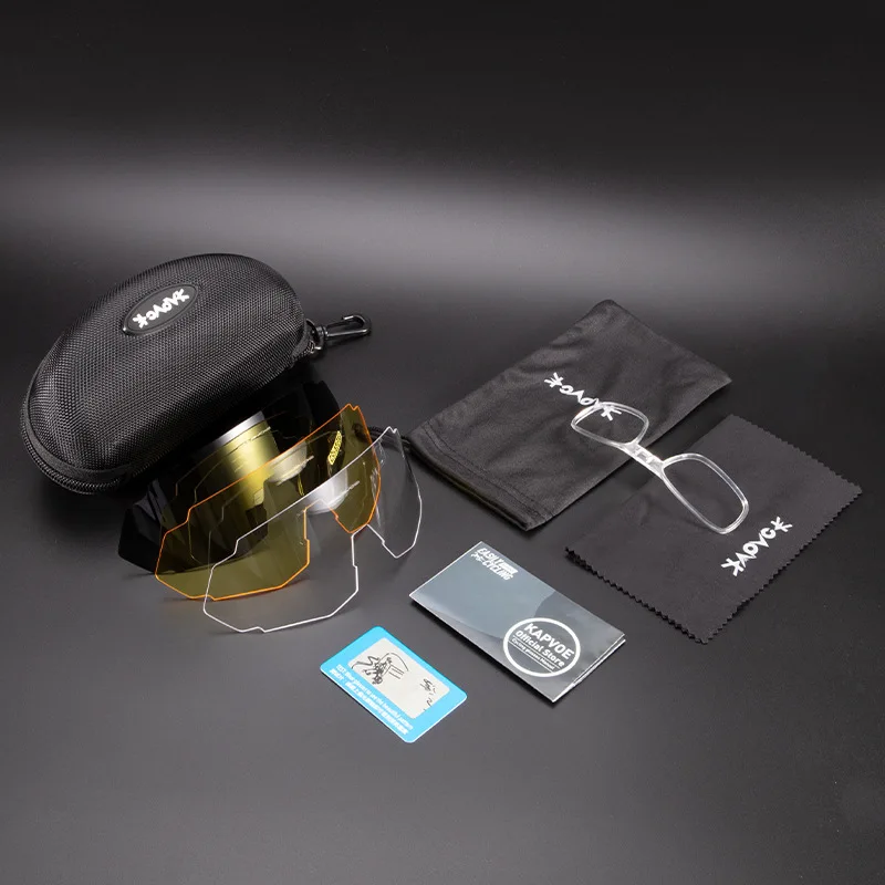 Kapvoe 9024 Outdoor Cycling Glasses for Men Sports UV400 Protection Goggles Sunglasses Women Mirror Color Lens