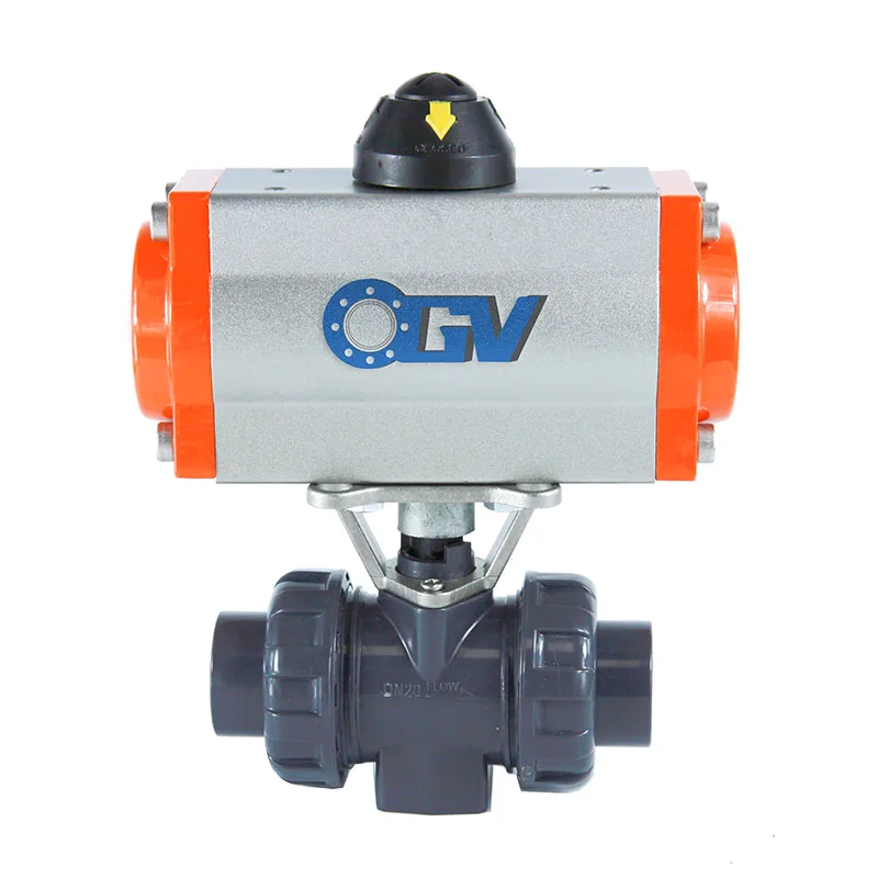OGV 2Way Pneumatic Actuator Pvc Ball Valve Double Union Air Control Ball Valve