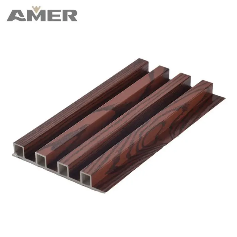 Amer Factory Price Wooden Grain Pvc Wpc Wall Panels Designs For Decor Fluted Wall Panel Wood Plastic Composite Wpc Flute