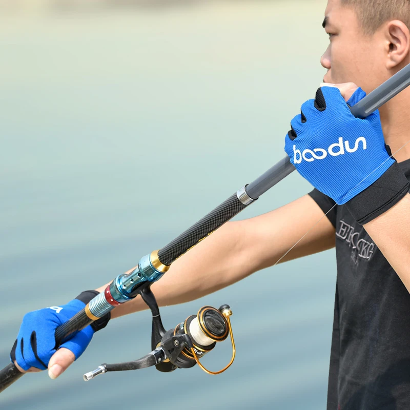 HBG 1251 half finger fishing gloves anti-slip 3 Cut Fingers Fishing Gloves outdoor UV protection driving gloves