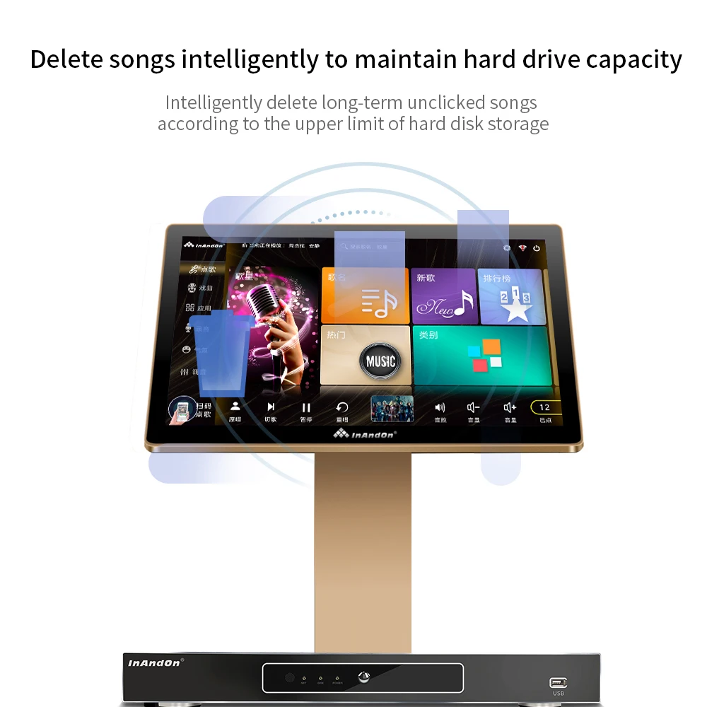 21.5 Inch InAndOn Karaoke Machine V503 Mixer Professional Set 2T Touch Screen Karaoke Player Jukebox Home KTV Karaoke System