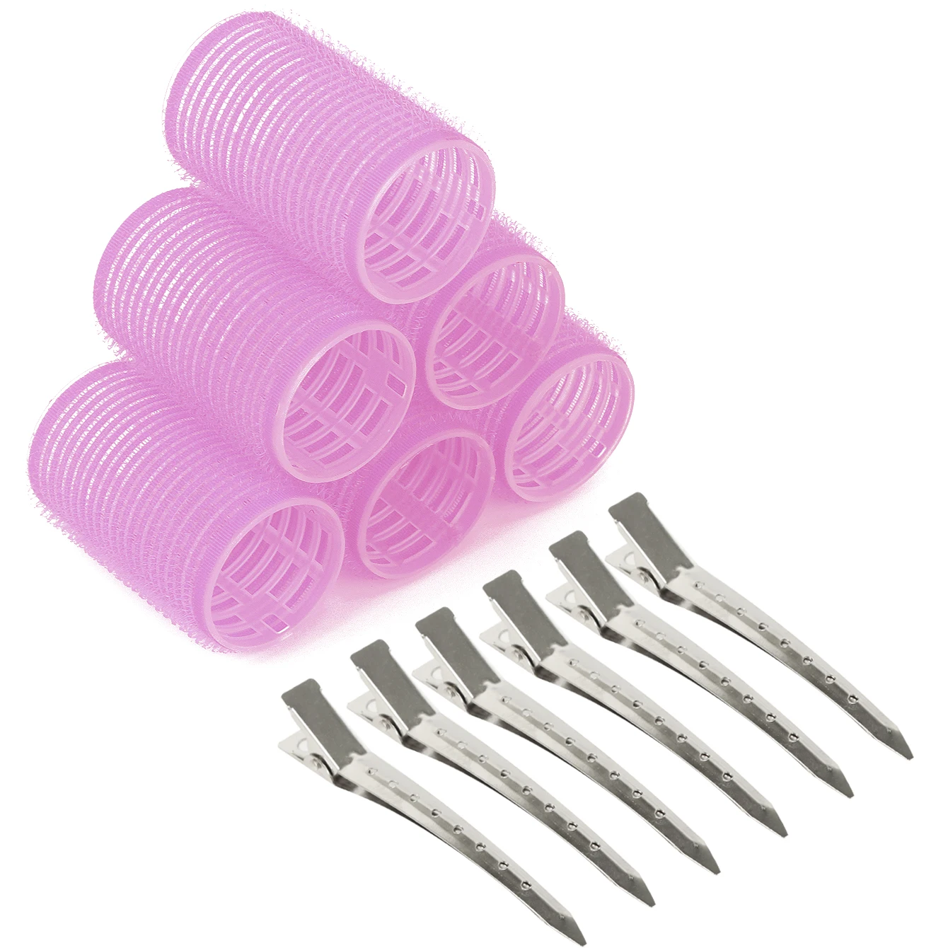 In Stock Hair Roller Set For Medium Hair Curler Rollers For Blowout Look 36mm 6 pieces Purple Color With Metal Hair Clips