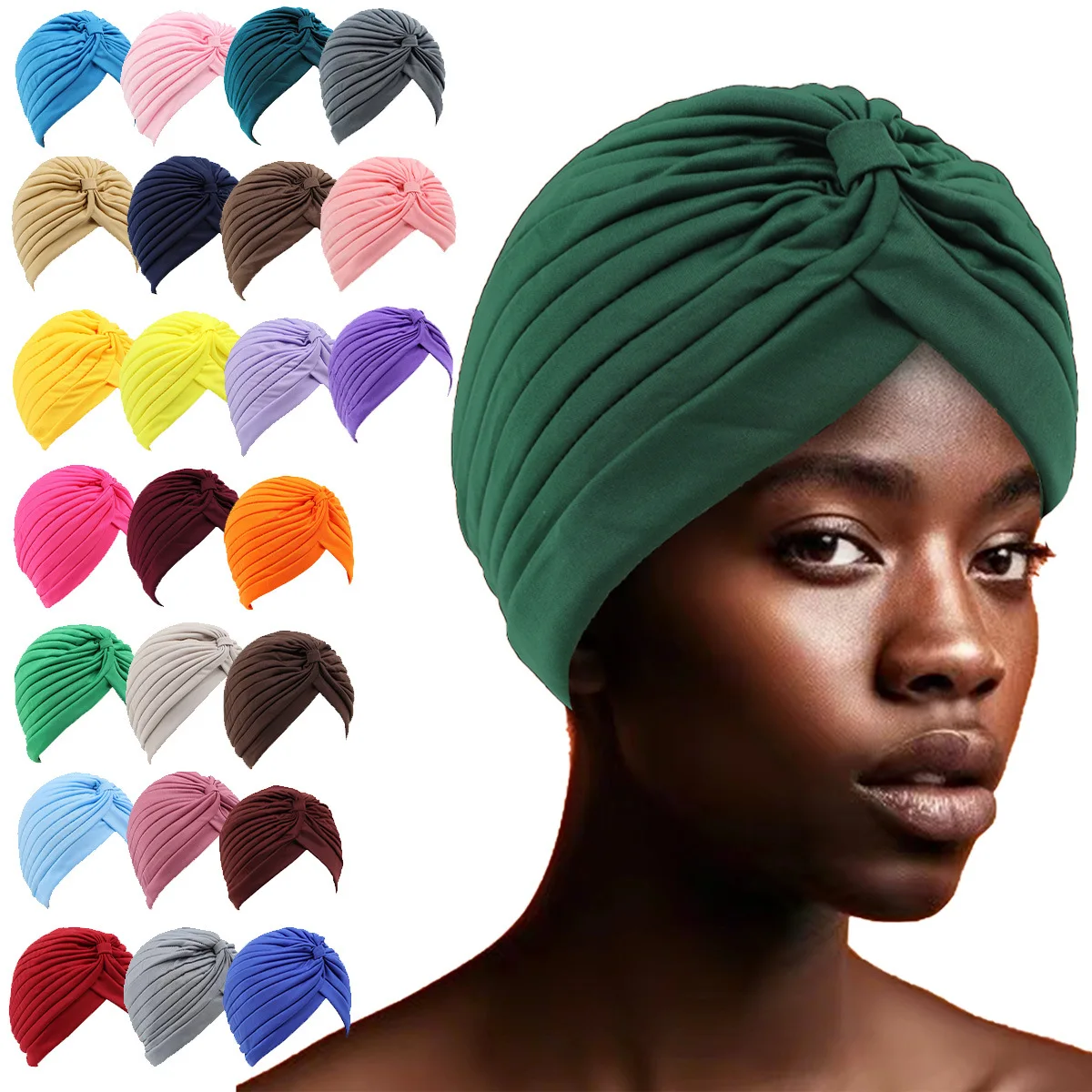 Европа и Америка лидер продаж однотонная женская Этническая индийская африканская тюрбан с узлом головной убор