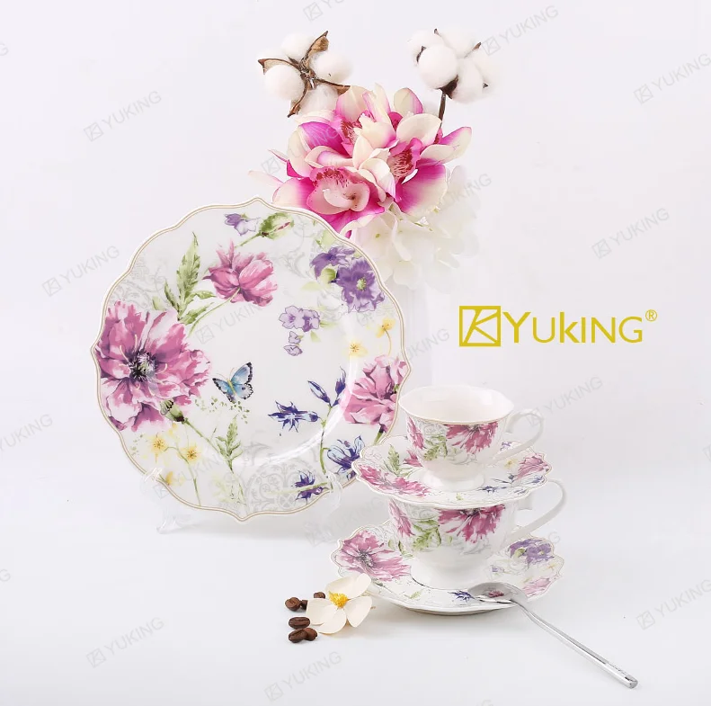 Factory Production Bird Plant Rose Flower Pattern Design Porcelain Tableware Set Factory Price Good Quality