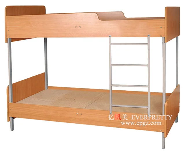 School Dormitory Furniture Ergonomical Design Student Use Steel Pipe Frame Double Bunk Bed with Ladder