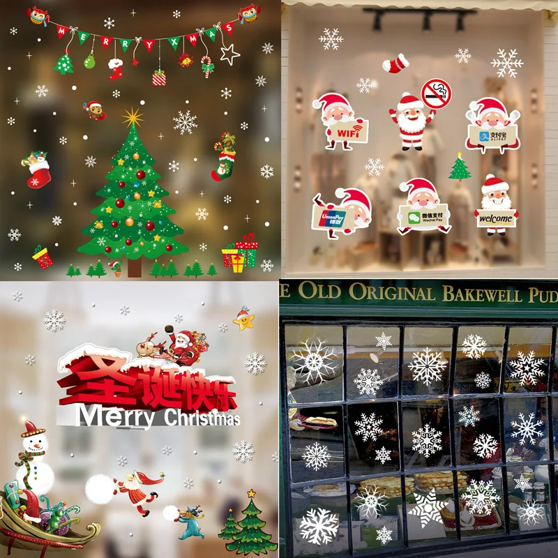 New Christmas Decoration Window Sticker Glass Sticker Hotel Scene Decoration Christmas Electrostatic Sticker