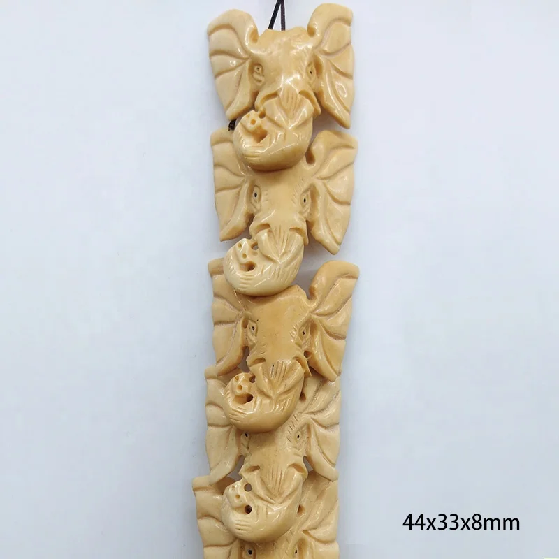 Daning assorted sizes colors exquisite HANDCARVED natural cattle bone running elephant beads pendants for jewelry making