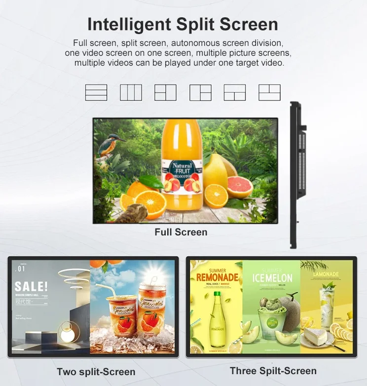 На открытом воздухе экран рекламы ресторана digital signage и отображает видео с программным обеспечением dongle