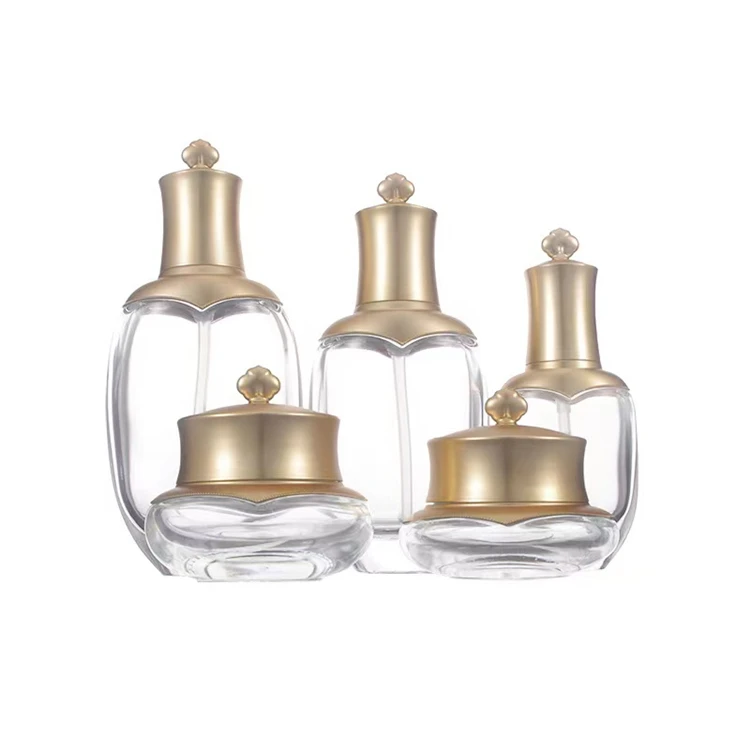 luxury 30g 50g 40ml 100ml 120ml custom logo lotion packaging clear glass bottle 50ml cream jar