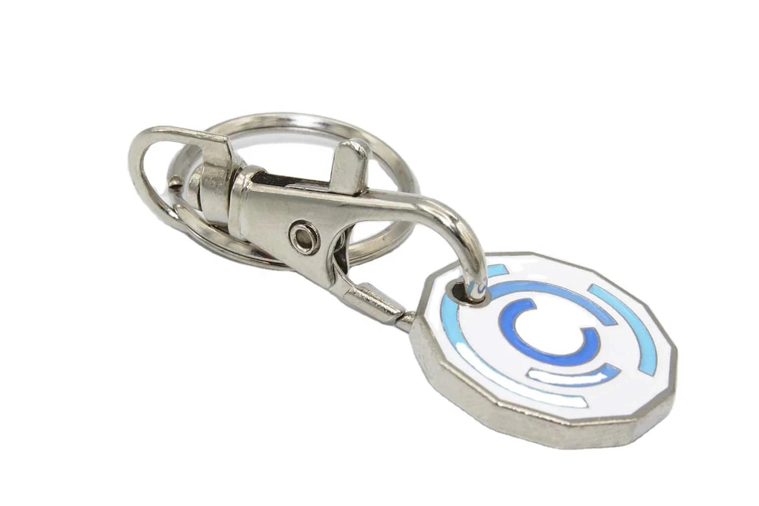 Custom Logo Round Supermarket Metal Shopping Cart Pound Key Chain Keychain Trolley Coin