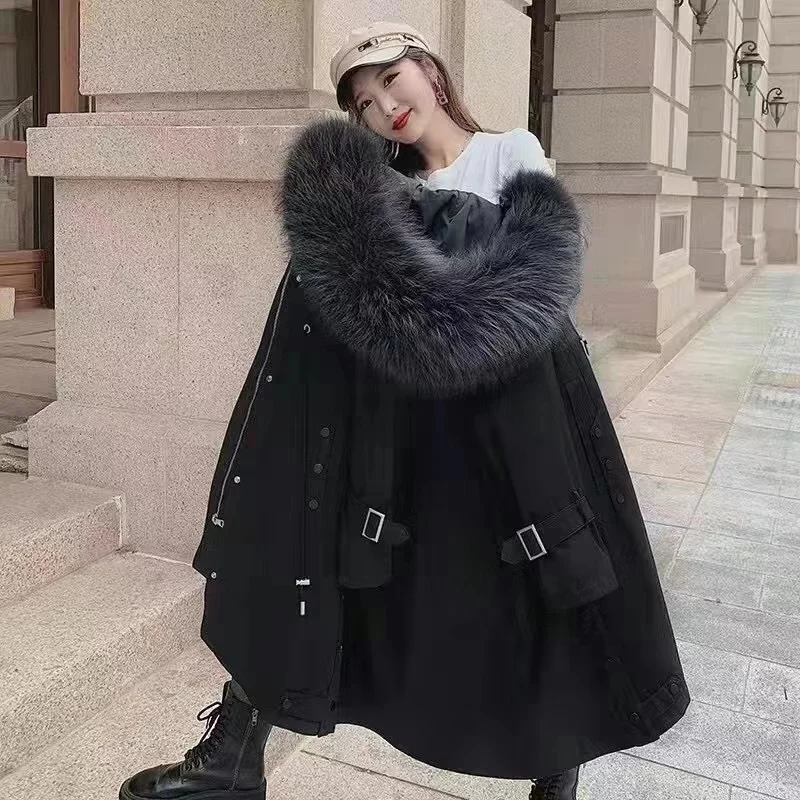High-end ladies pie overcomes 2021 Korean hot style ladys long warm down coat