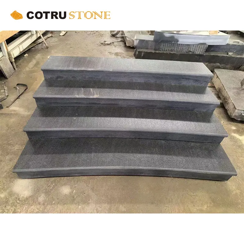 G654 Zhangzhou natural granite material semicircle shape black modern outdoor simple high-end integral stair steps