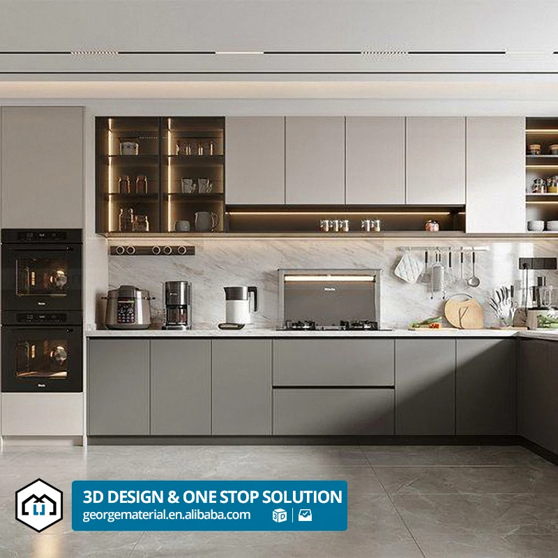 automatic Luxury Modern Good Sales Complete Stainless Steel Kitchen Unit Set Aluminum Cabinet Design For Kitchen
