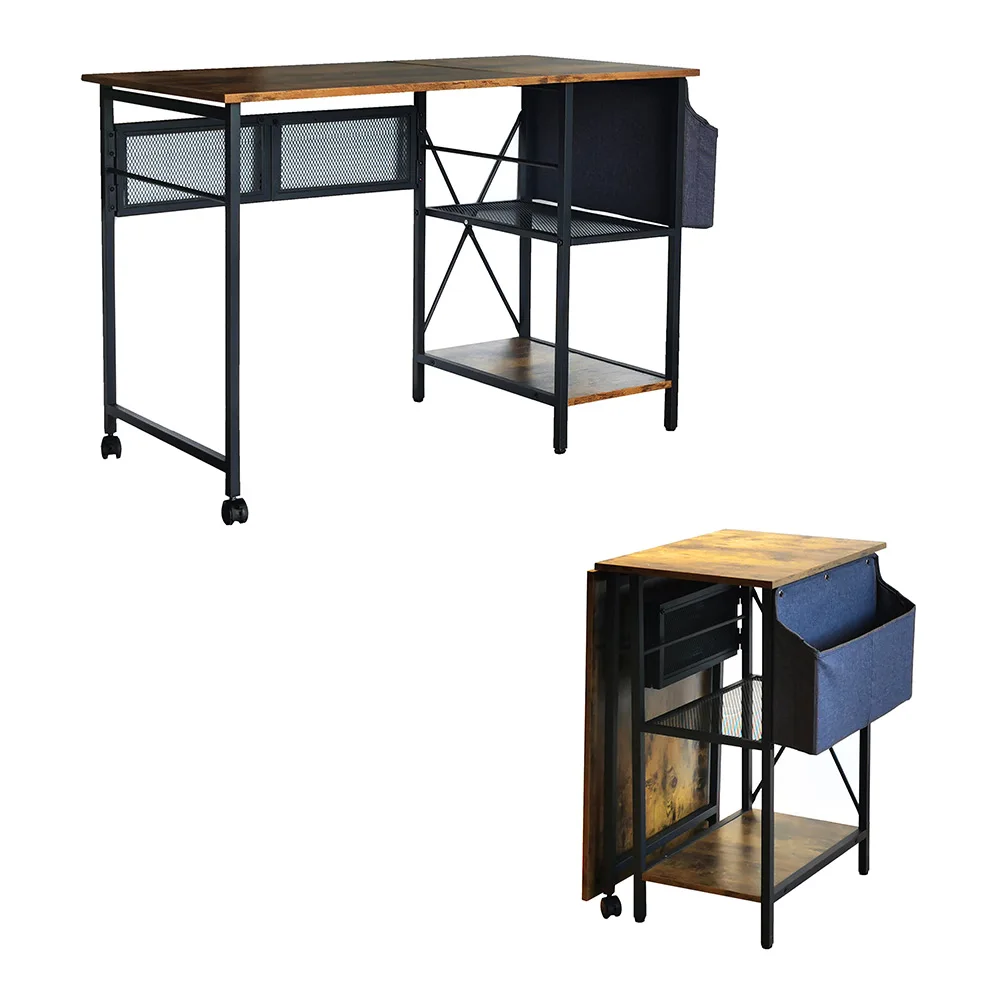 Multi-functional Computer Desk Home Office Folding Computer Desk With Shelf Storage Layer