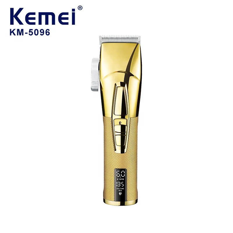 Usb Digital Display Rechargeable Hair Clipper Kemei Km-5096 8 Limit Comb Steel Blade Metal Hair Cutting Machine For Man Electric