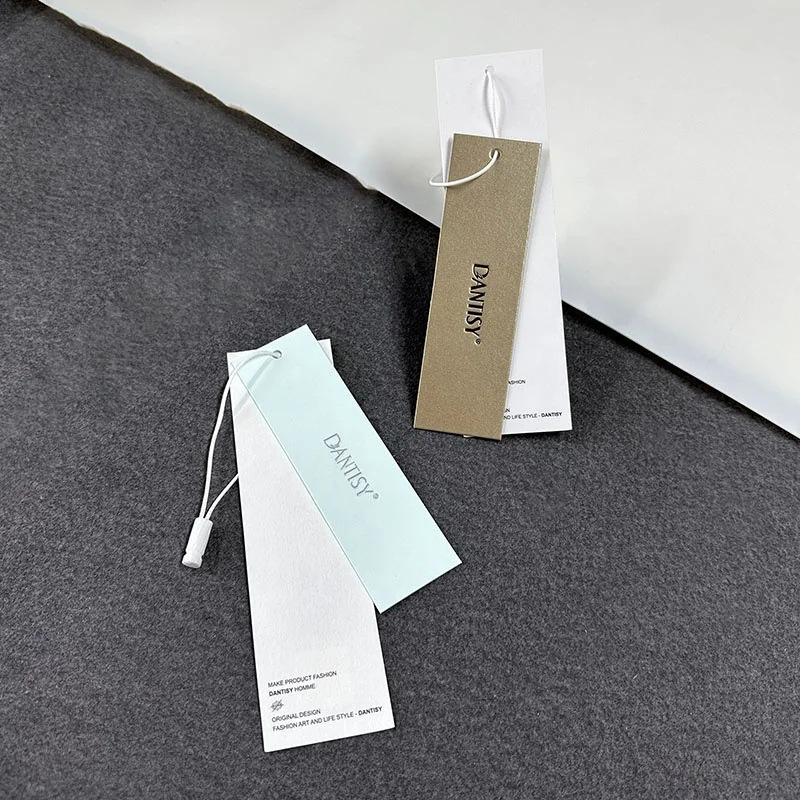Paper Garment Accessories Factory Custom Hangtag Embossed Logo Matte Paper Clothing Hang Tag With String