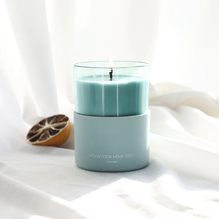 Home Decoration Custom Logo High Quality Luxury Glass Candle Container Glass Candle Jars