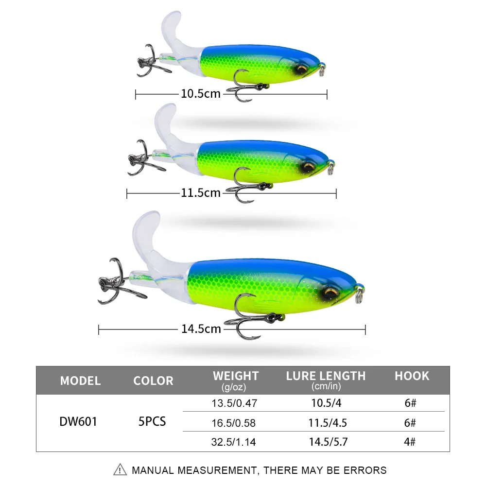 Topwater Fishing Lure Whopper Popper Artificial Bait Fishing Lure Top Water Bait With Spinning Tail