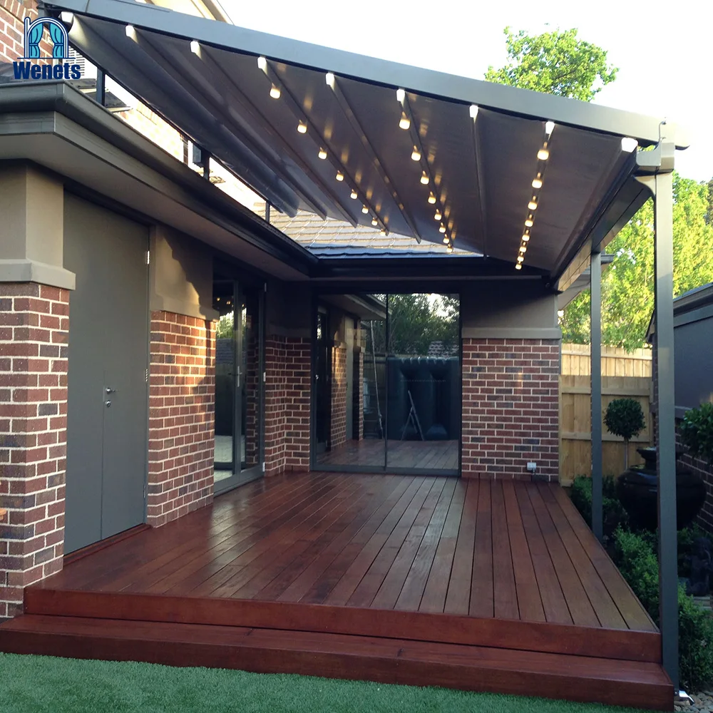 Wholesale price waterproof bioclimatic patio canopy awning motorized and manual folding retractable roof