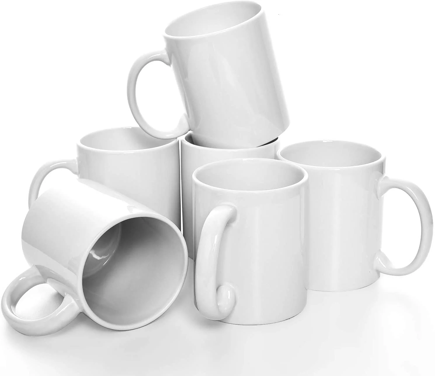 US Wholesale  Sublimation 11oz White Blank Ceramic Mugs Coated Plain White Mugs