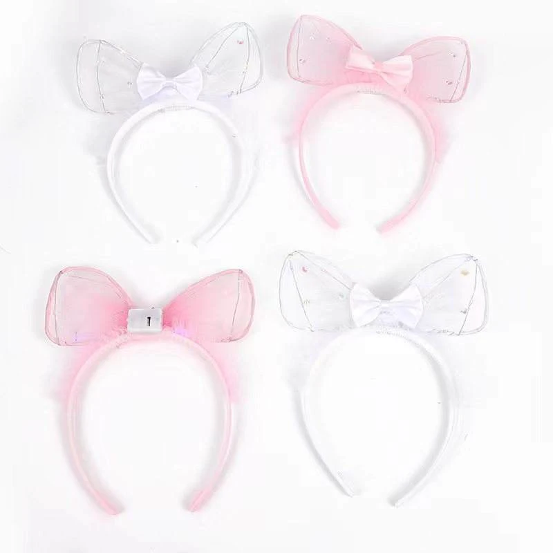 Wholesale Princess Girls Kid Birthday Party Led Bowknot Headband Light Up Bow Headband