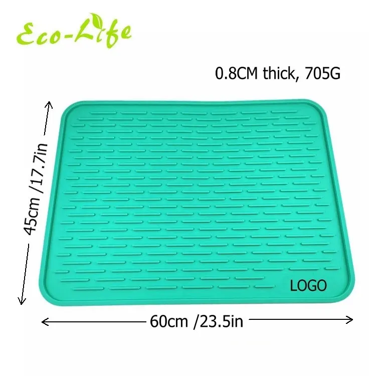 Eco-Life Extra Large Kitchen Counter Silicone Utensils Dishes Drying Mat Silicone Foldable Trivets