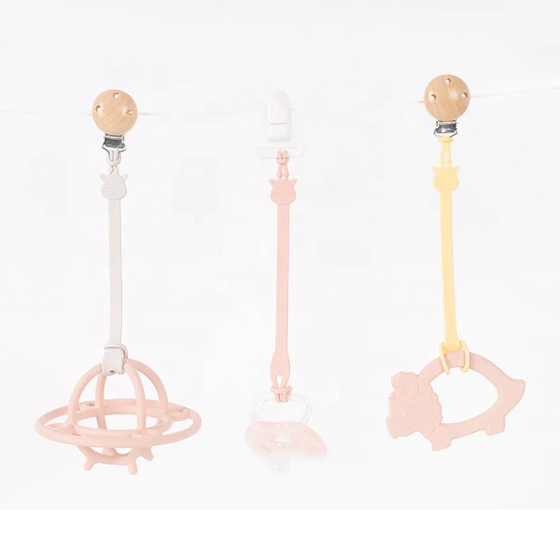 Silicone Pacifier Clips for Baby Boy Girl Universal Pacifier Holder Clips Fits Baby Pacifiers Teether Toys