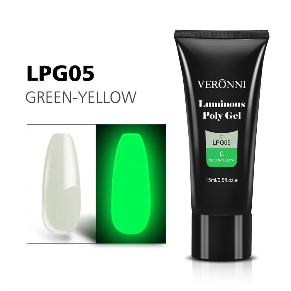 Luminous 15ml Polygel Nail Polish Gel Quick Drying UV Nail Extension Gel 6 Colors for Nail Art