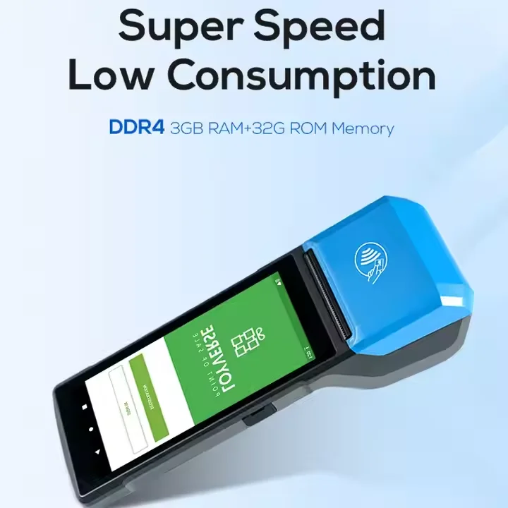 Android 14 8-Core 3+32GB mobile handheld pos lottery receipt printer mini pos machine POS system software for resale