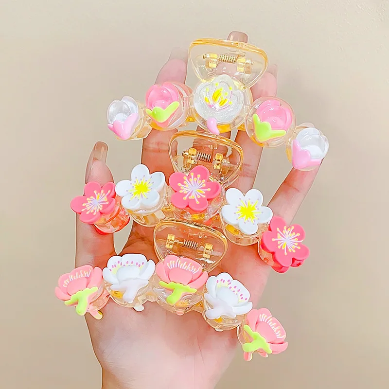 RARA 10.0cm Spring Hair Accessories Women Sweet Pink Hair Claws Cute Flowers Hair Claw Clips for Girls