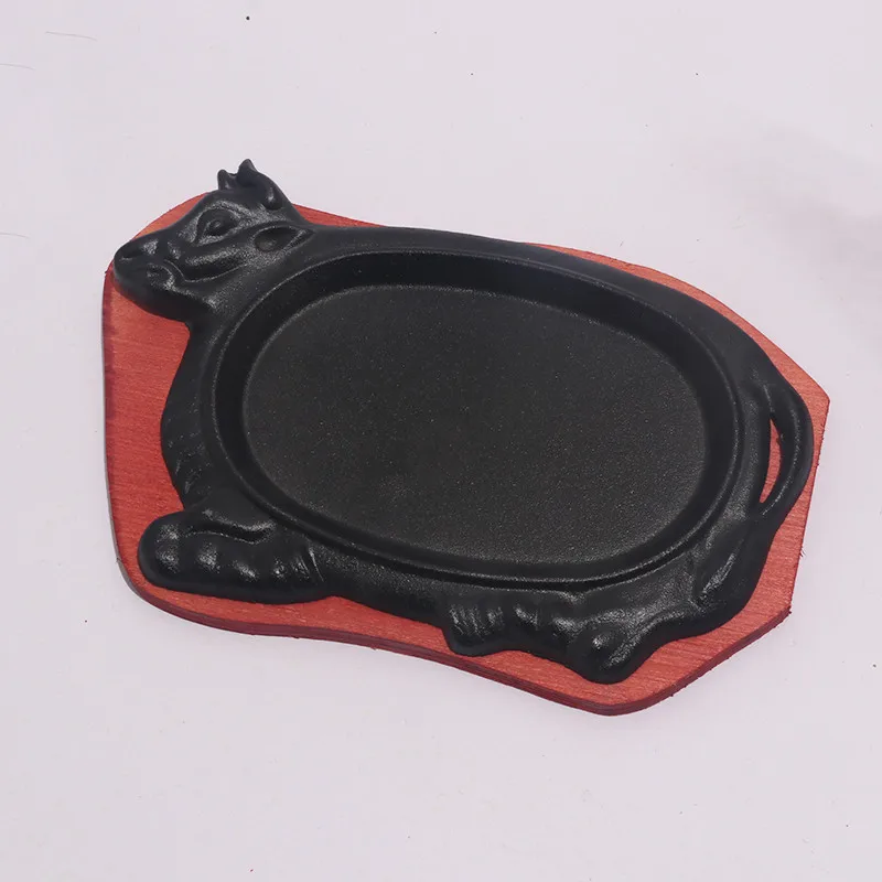 Cast Iron Sizzling Cow Shaped Set Cast Iron Cow Griddle Bull Sizzle Plate