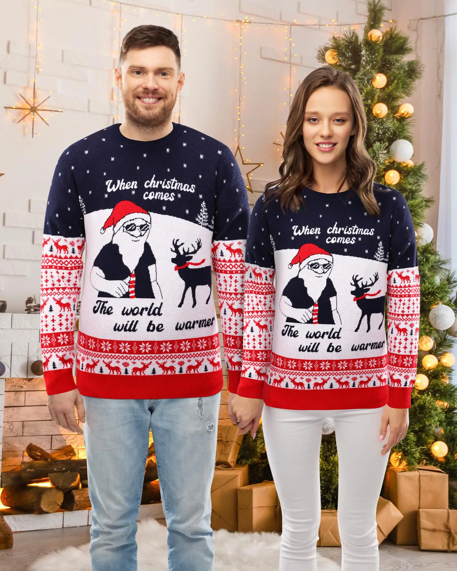 OEM Jacquard Knitted Pullover Matching Ugly Custom Design Christmas Sweater Family Green Acrylic Christmas Sweater For Men