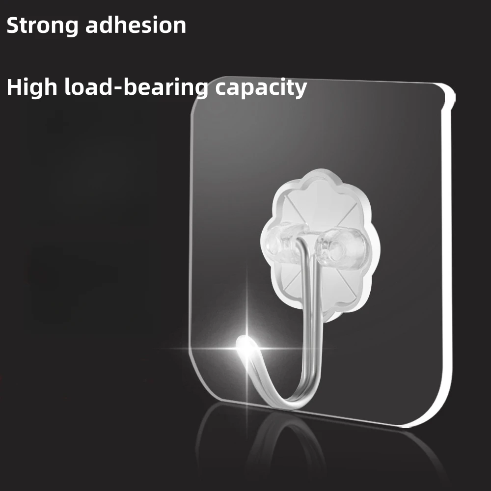 Seamless Adhesive Hooks Wall Heavy Load Suction Kitchen Bathroom Towel Plastic Transparent Wall Hook Clothing Tools