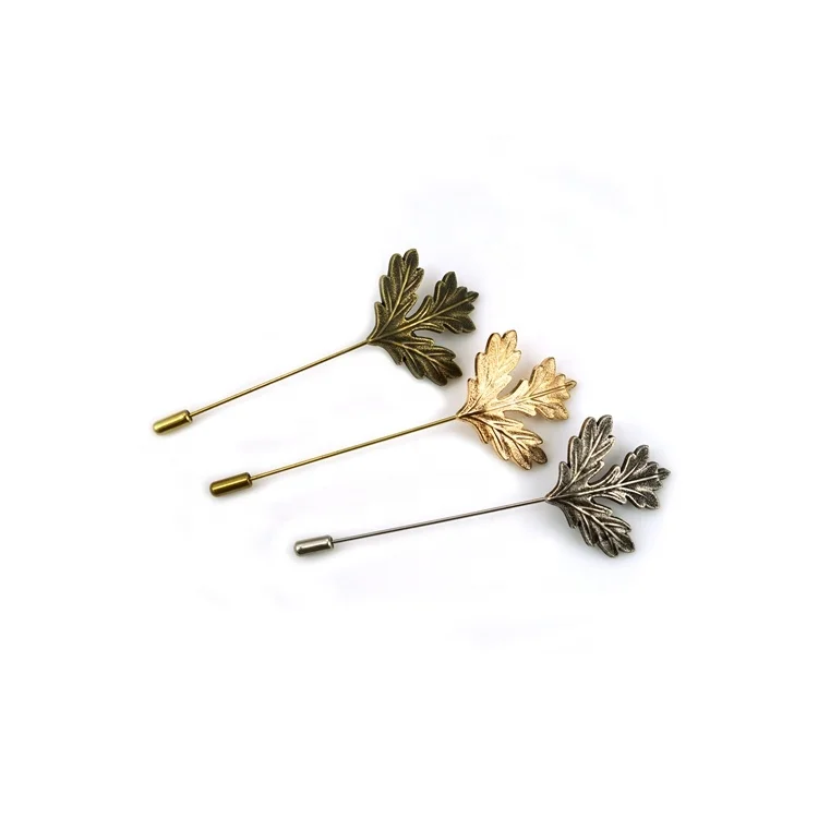 Custom Fashion Tree Leaves Needle Brooch for Men Women Shawl Cardigan Pins Brooches Shirt Collar Accessories
