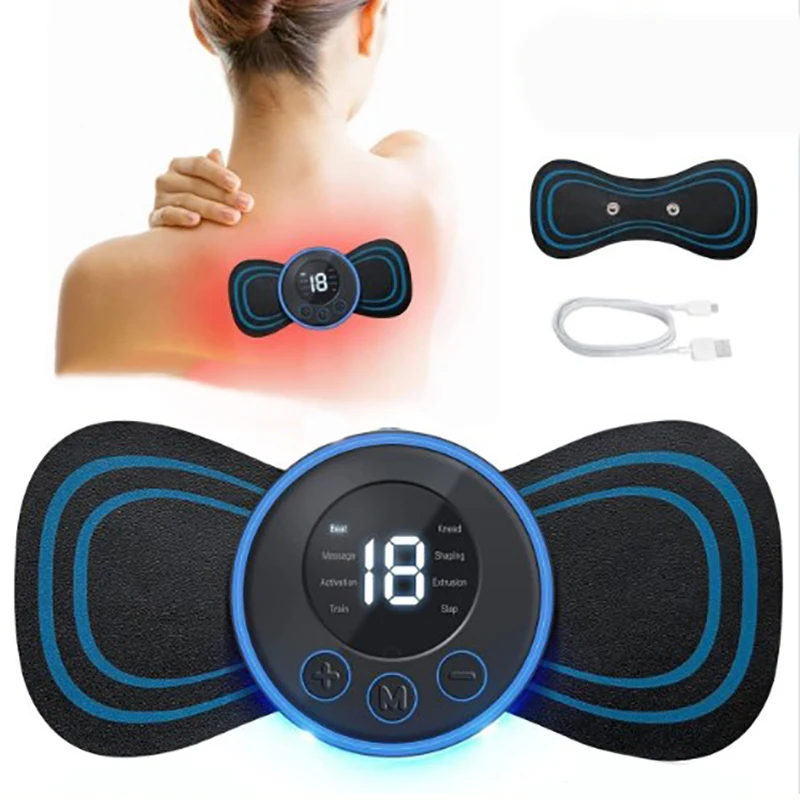 Popular cheap neck massager 19 level strength gel paste TENS professional electric back massager