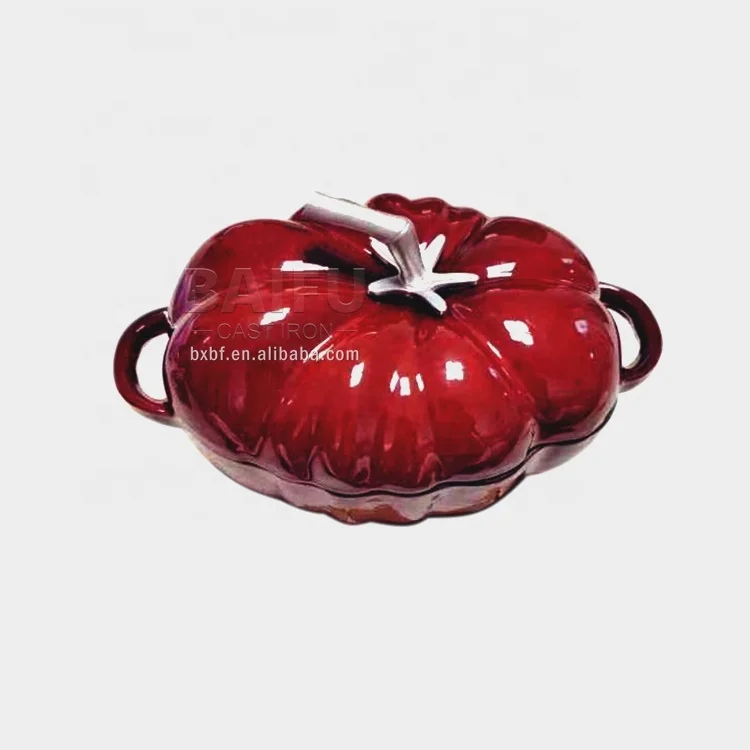 Vegetable Tomato shaped Kitchen decor cocotte Enameled Cast iron mini dutch oven Cast iron tomato server pot Cast iron Casserole