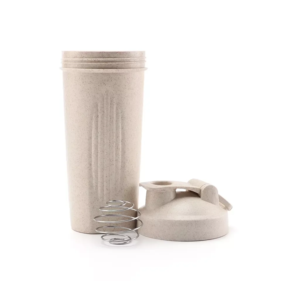 OKADI Wholesale 600ml Eco Friendly Wheat Straw Custom logo Sports Gym Protein Shaker Bottles