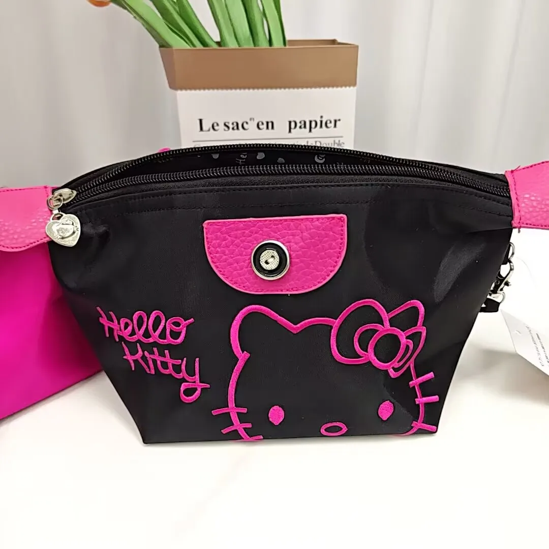 XUX Fashion Kawaii Cat Nylon Makeup Bag PU Girl Outwear Big Capacity Cosmetic Zipper 4 colors