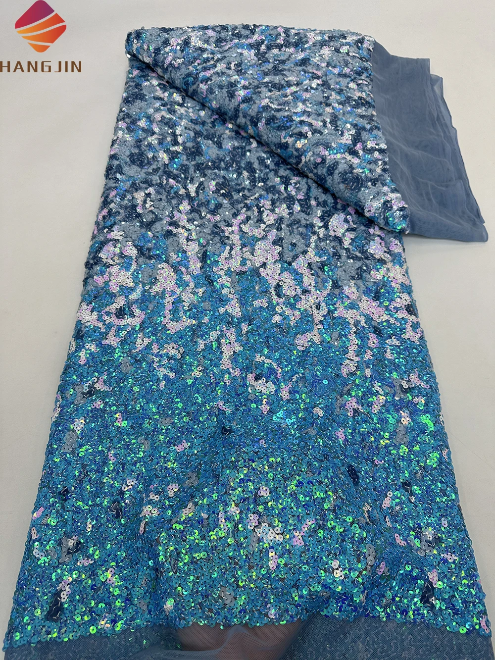Shiny Tulle Sequins Net Lace Fashion African Lace Fabric 2024 Heavy Embroidered Sequence Lace Fabric For Party Wedding Dresses