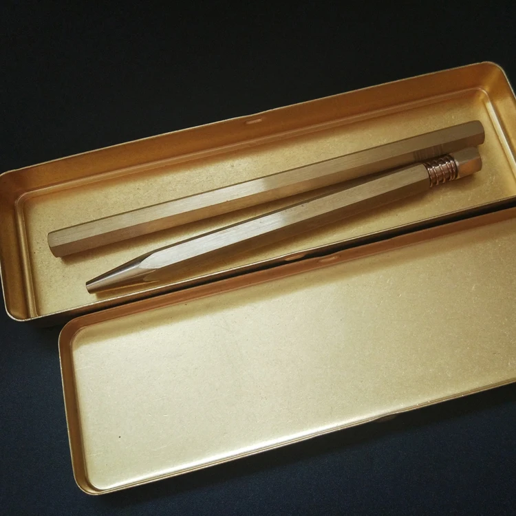 
Brass Pen Holder Vintage Copper Pencil Box Cases 