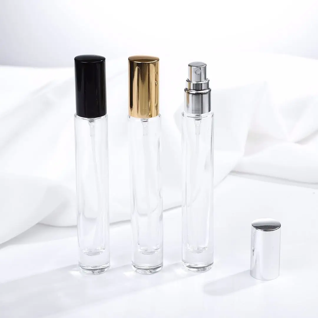 Transparent oil perfume bottles clear gold sliver black cover 10ml from China supplier