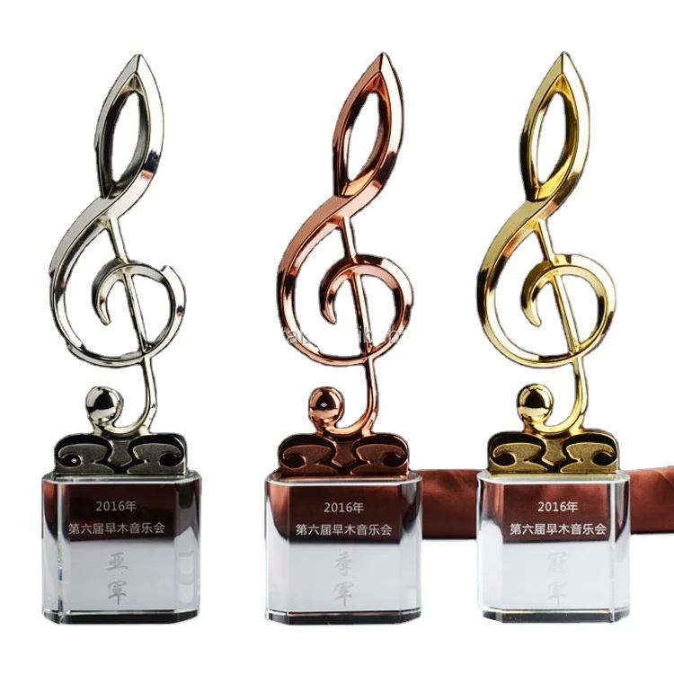 Custom Metal Microphone Music Note Trophy Competition Music Trophy